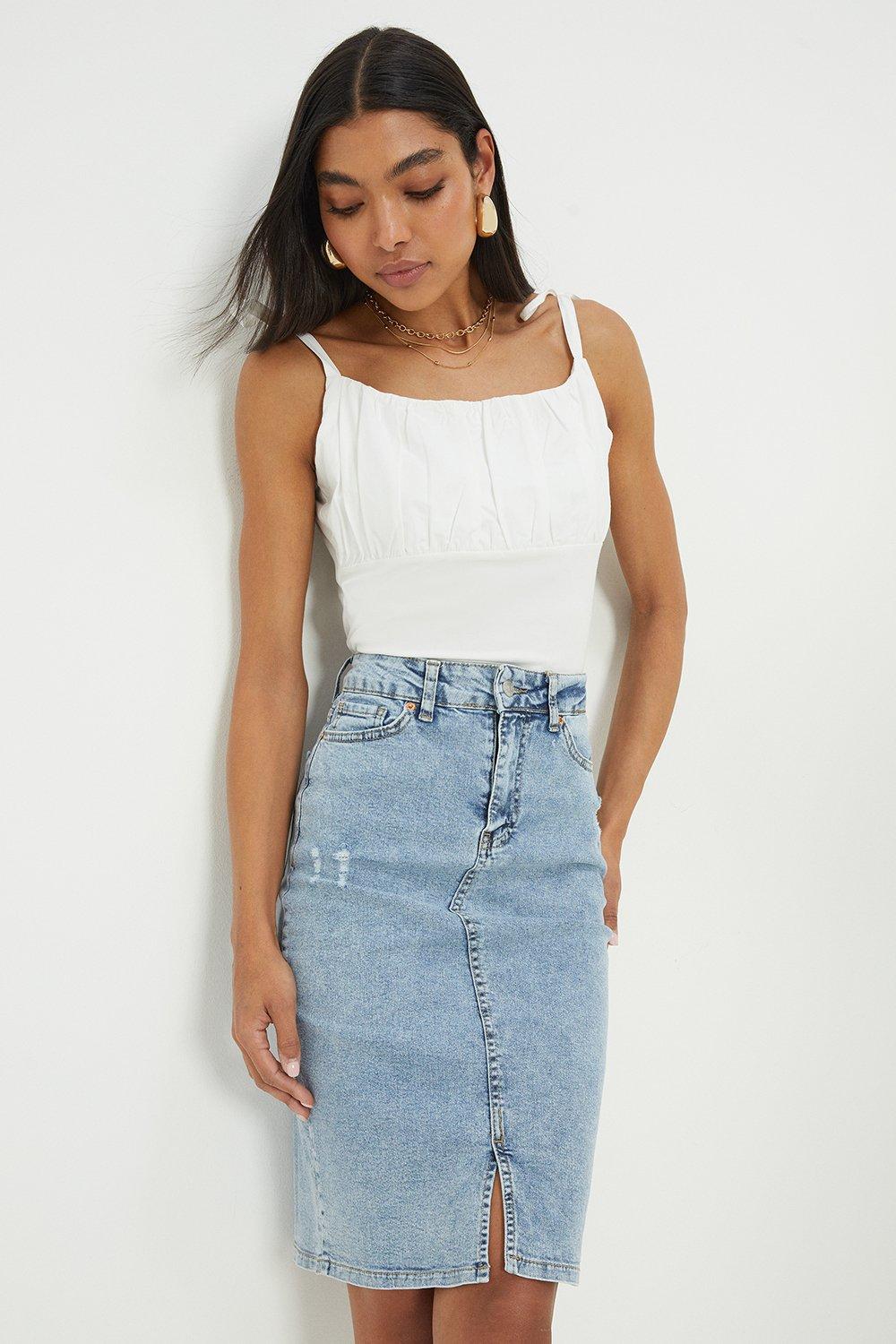 Denim pencil 2025 skirt dorothy perkins